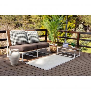 Surya - Alfombra Moderna de Exterior para Terraza, Balcón y Cocina en color Marfil y Gris, dimensiones 80 x 150 cm