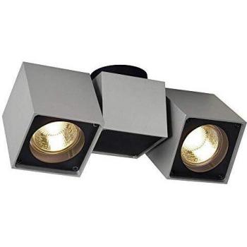 Plafón orientable SLV Altra Dice II de 2 luces en gris plata y negro, max. 2x50W