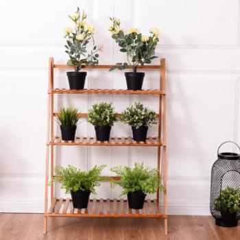 Light Brown 3-Tier Bamboo Folding Plant Stand
