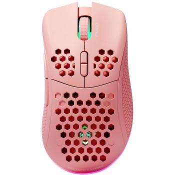 Ratón Gaming Inalámbrico y Cableado Deltaco PM80 Rosa 4800 DPI Iluminado Recargable
