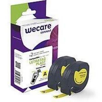 Pack de 2 cintas de tinta negra sobre amarillo 12 mm / 4 m compatible con Dymo LetraTag Plast S0721670