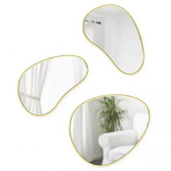 Umbra Hubba Pebble Brass Decorative Mirror Set (3 Pieces) 10 in. x 12 in. Organic Shape