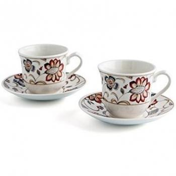 Bidasoa Jacobean Churchill - Estuche de 2 tazas con platillo, 20 cl, multicolor