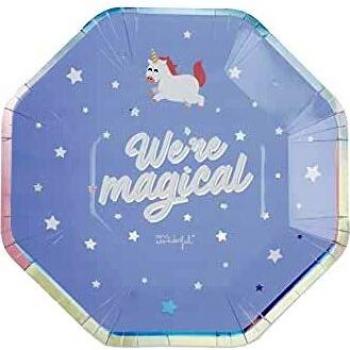 8 Platos Unicornio Mr Wonderful 23 cm