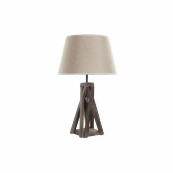 Lámpara de mesa DKD Home Decor Madera Algodón Marrón Oscuro