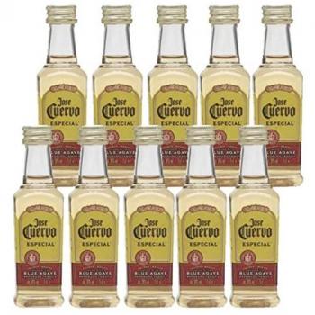 Mini Pack de 10 Mini Botellitas de Tequila José Cuervo Reposado Dorado 5cl