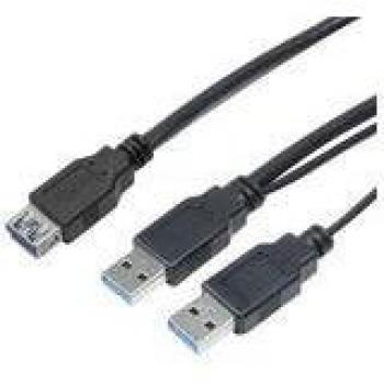Cable USB 3.0 Y de 0,3 m con 2 conectores USB A - LogiLink
