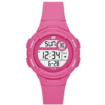 Reloj Digital Skechers SR2131 para Mujer, Resistente al Agua, Caja de Poliuretano Rosa 42 mm con Correa de Silicona Rosada