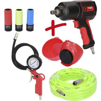 Kit de atornilladores de impacto neumático KS Tools 515.2100 - Paquete promocional The Devil, 8 piezas