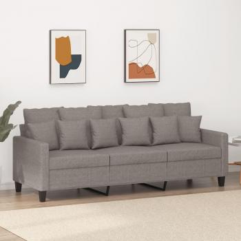 Sofá de 3 Plazas en Tela Gris Taupe 180 cm con Reposabrazos y Respaldo