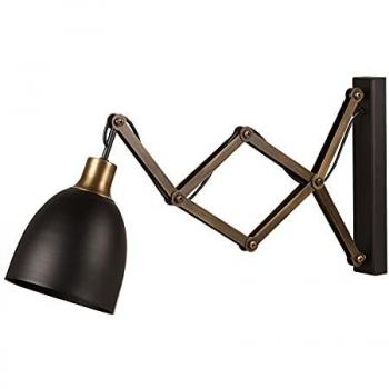 Aplique de pared Vintage Negro de Metal WELLHOME, 15x35x30 cm, Casquillo E27 Max 40W