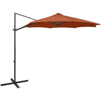 Sombrilla voladiza con poste y luces LED 300 cm Color Arena, Verde, Antracita