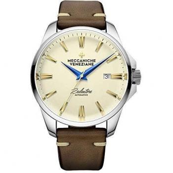 Meccaniche Veneziane Automatic Watch Redentore 4.0 Champagne Dial IP Blue Hands with Leather Strap