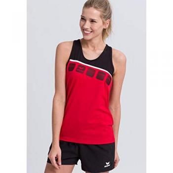 Erima Women's Tank Top 5-C Sleeveless T-shirt Red/Black/White Size 44
