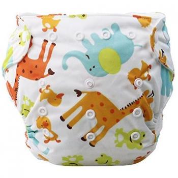 iZiv(TM) Recién Nacido Orgánico con 1 Inserte Grueso Infantil Impermeable/Ajustable/Reutilizable/Lavable Pañal de Tela de Bolsillo aptos Bebés 0-3 años(Jirafa)