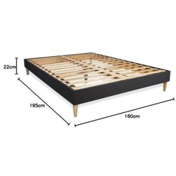 Royal Palace Bedding Somier negro + colchón con muelles y viscoelástica 160 x 195 cm, Grosor: 22 cm, Muelles ensacados, Espuma viscoelástica, Firme, 3 Z