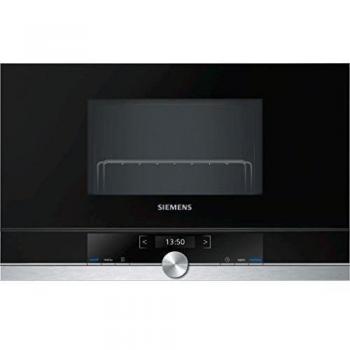 Microondas Integrable Siemens BE634RGS1 de 21L, Acero Inoxidable y Cristal Negro con Grill y TFT Color