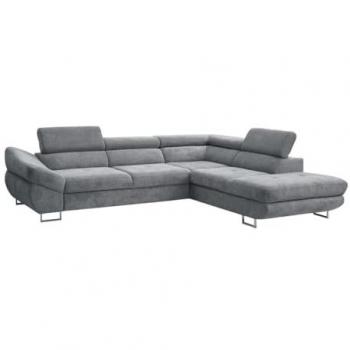 Sofá cama esquinero derecho de tela texturizada gris DALIAS