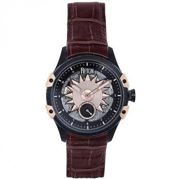 Reign Solstice Brown Stainless Steel Automatic Semi-Skeleton Watch