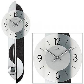 Reloj de Pared Pendular AMS W7299 - 69 cm, Color Plateado