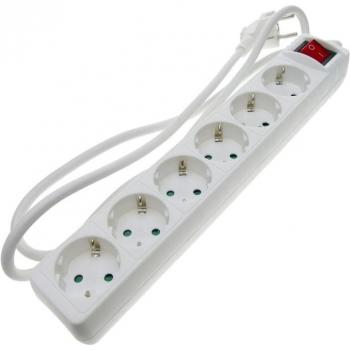 Regleta de enchufes 6 schuko 16A 230V blanca con interruptor y cable de 3m - BeMatik