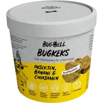 BugBell BugKeks Insectos, Plátano y Chía Snacks para Perros - Pack Económico: 4 x 150 g