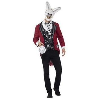 Smiffys 46826 Deluxe - Disfraz de conejito para hombre, chaqueta, chaleco, máscara y reloj de bolsillo, talla L