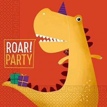 Procos 90248 - Servilletas de dinosaurios, 20 unidades, tamaño 33 x 33 cm, servilletas de papel con diseño de dinosaurios, decoración de mesa, pañuelo para la boca