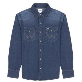 Wrangler 27MW Dark Stone Western Denim Shirt for Men, XL