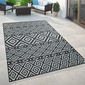 Alfombra Exterior e Interior Boho Nórdico Escandinavo Motivo Círculo 160x220 cm Color Negro - Paco Home