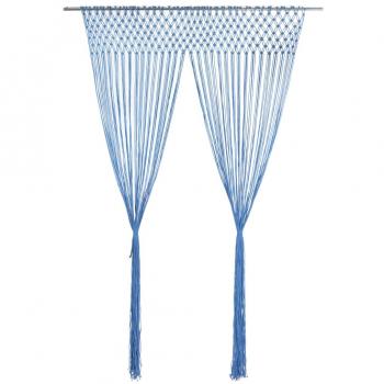 Cortina de macramé azul 140x240 cm en algodón