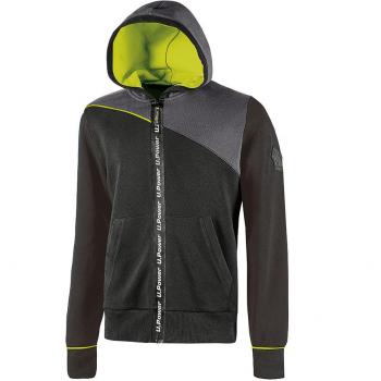 Sudadera Impermeable U-Power Jupiter con Cremallera Central, Capucha Ajustable y Detalles Fluo Color Negro Carbono - Talla XXL