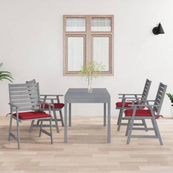 Sillas de comedor al aire libre con almohadas 4 piezas de acacia de madera maciza