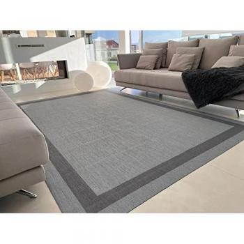 Alfombra de Vinilo Antideslizante Greca 200x300 cm Plata para Interior y Exterior