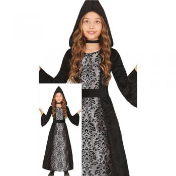 Disfraz de Vampiresa con Capucha Negra para Niña - Disfraz Halloween 5 a 6 Años