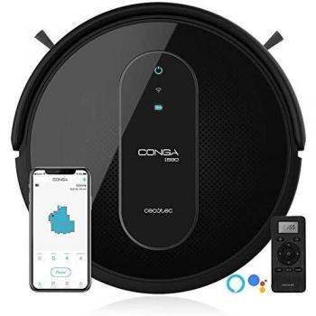 Cecotec Conga Serie 1390 Robot Aspirador 4 En 1, Navegación Inteligente Y Ordenada Itech Gyro, 7 Modos De Limpieza Con Muro Magnético, 3 Niveles De Fregado, 45 W, <64 dB, Plástico, Negro