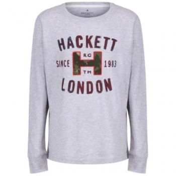 Hackett London - Camiseta de Manga Larga - para niño Gris Gris 3-4 Años
