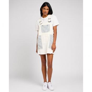 Vestido de Jean Railroad Écru de Manga Larga y Corte Relajado