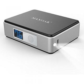 MAXOAK Mini Cargador Externo 5200mAh Portátil Batería Power Bank con LED Linterna y Pantalla Digitron Energía para Dispositivos Portátiles Iphone Samsung Galaxy Tabletas Más- Negro
