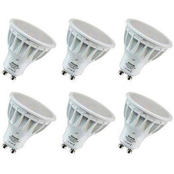 Aiwode 5W Bombilla GU10 LED,Blanco Neutro 4000K,500LM Equivalente a 50W RA85 120°Ángulo de haz,Paquete de 6.