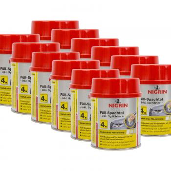 12 x Nigrin 74953 Masilla de relleno 245 g + Endurecedor 5 G 250 G