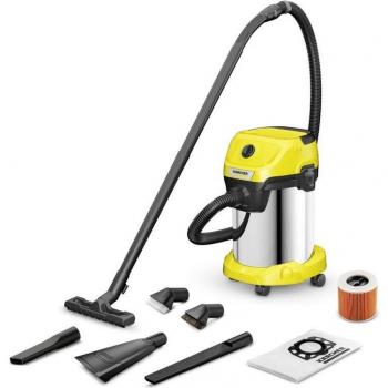 Kärcher WD 3 S Aspiradora Multiuso para Seco y Húmedo, 1000W, Capacidad de 17L con Función de Soplado y Bolsa de Filtro (4 unidades) Modelo
