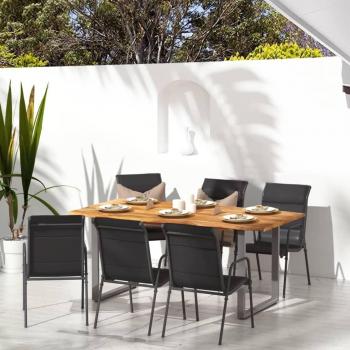 vidaXL Set de 6 Sillas de Jardín Acero y Textilene Negro