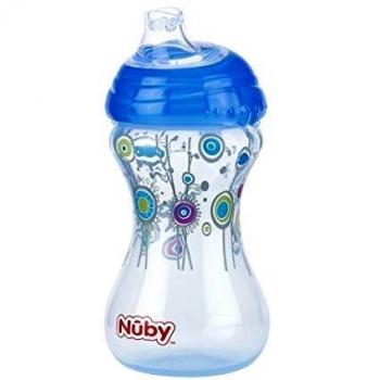 Nuby ID10282BLUE - Taza ergonómica decorada, 300 ml, color azul