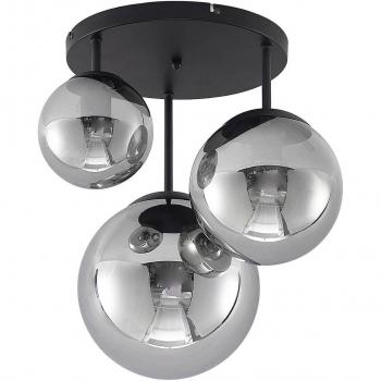 Lámpara de Techo 'Teeja' Dimmable con 3 Esferas de Vidrio Gris Humo para Sala y Comedor