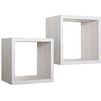 Estantes cúbicos de pared mod. Q-bis Maxi en roble blanqueado - Conjunto de 2 piezas moderno y componible