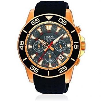 Reloj de Hombre Pulsar Analógico Negro de Cuarzo con Correa de Caucho (Ø 45 mm)