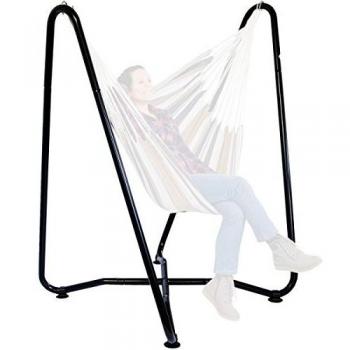 Soporte para hamaca mecedora en suspensión AMANKA 155 cm, estructura de acero negro, capacidad hasta 150 kg, adecuado para niños y adultos
