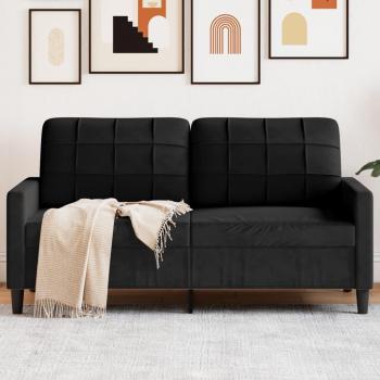Sofá de 2 plazas en terciopelo negro de 140 cm
