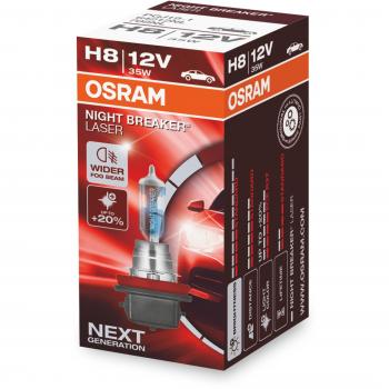 OSRAM NIGHT BREAKER LASER H8, Gen 2, +150% más luz, bombillas H8 para faros delanteros, 64212NL, 12V, estuche plegable